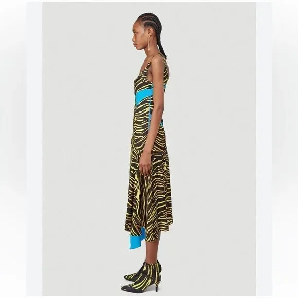 Marine Serre printed mixed media asymmetrical midi dress $1745 NWT Sz L - Picture 7 of 16